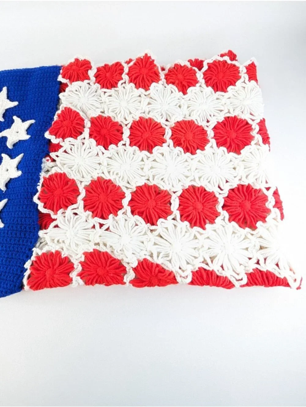 American Flag Afghan Vintage Patriotic Handmade Crochet 36 x 56 